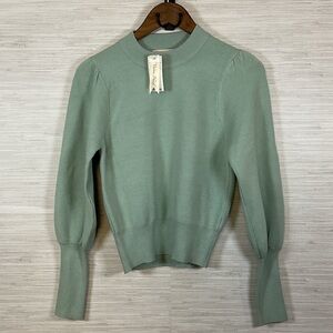 Industry Republic Mock Neck Viscose Blend Sweater Beach Glass Green NWT XS